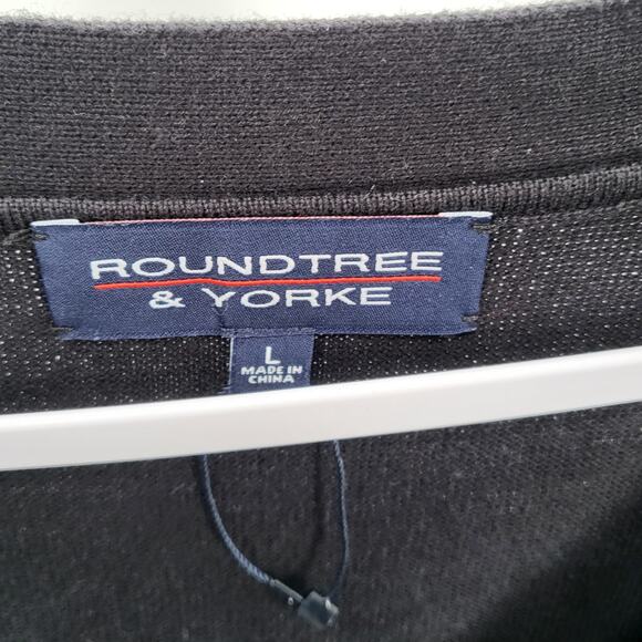 Roundtree & Yorke Black 100% Cotton Button-Up V-Neck Sweater Vest Men's Large - Picture 3 of 5